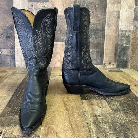 Lucchese N4559 Black Mad Dog 1883 Snip Toe Cowboy Boots Womens 9.5 B - Picture 10 of 12